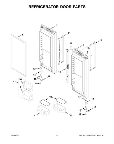 Refrigerator door parts