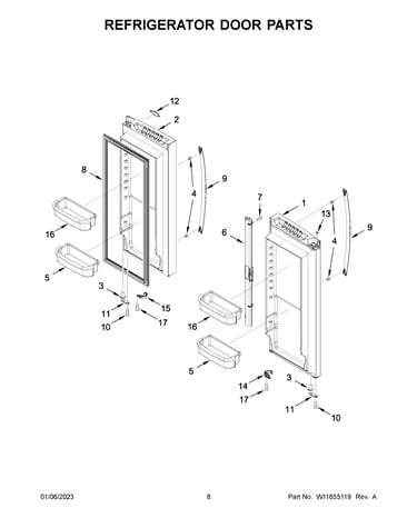 Refrigerator door parts