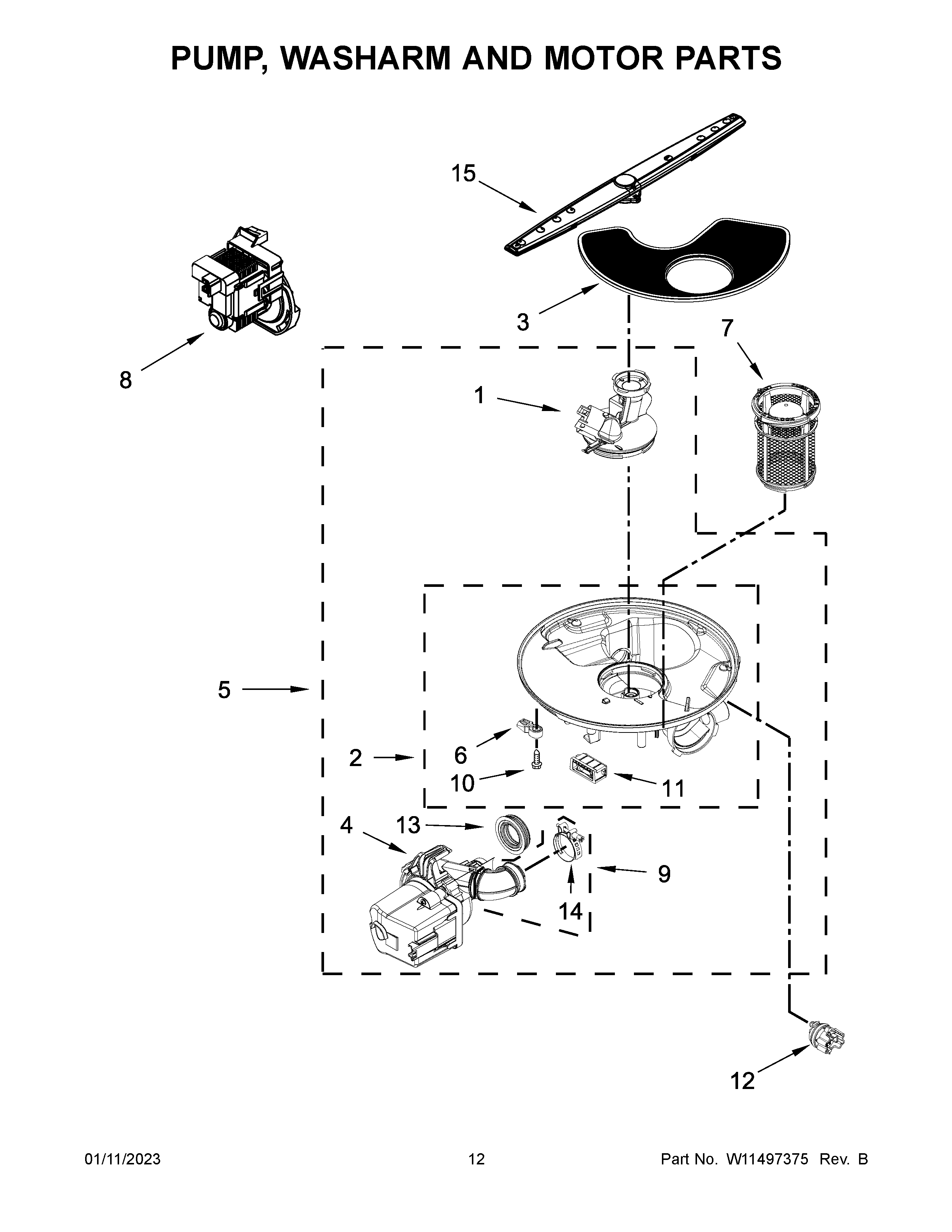 PUMP, WASHARM AND MOTOR PARTS