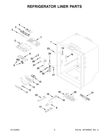 Refrigerator liner parts