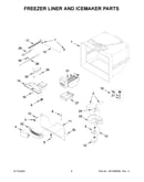 Freezer liner and icemaker parts