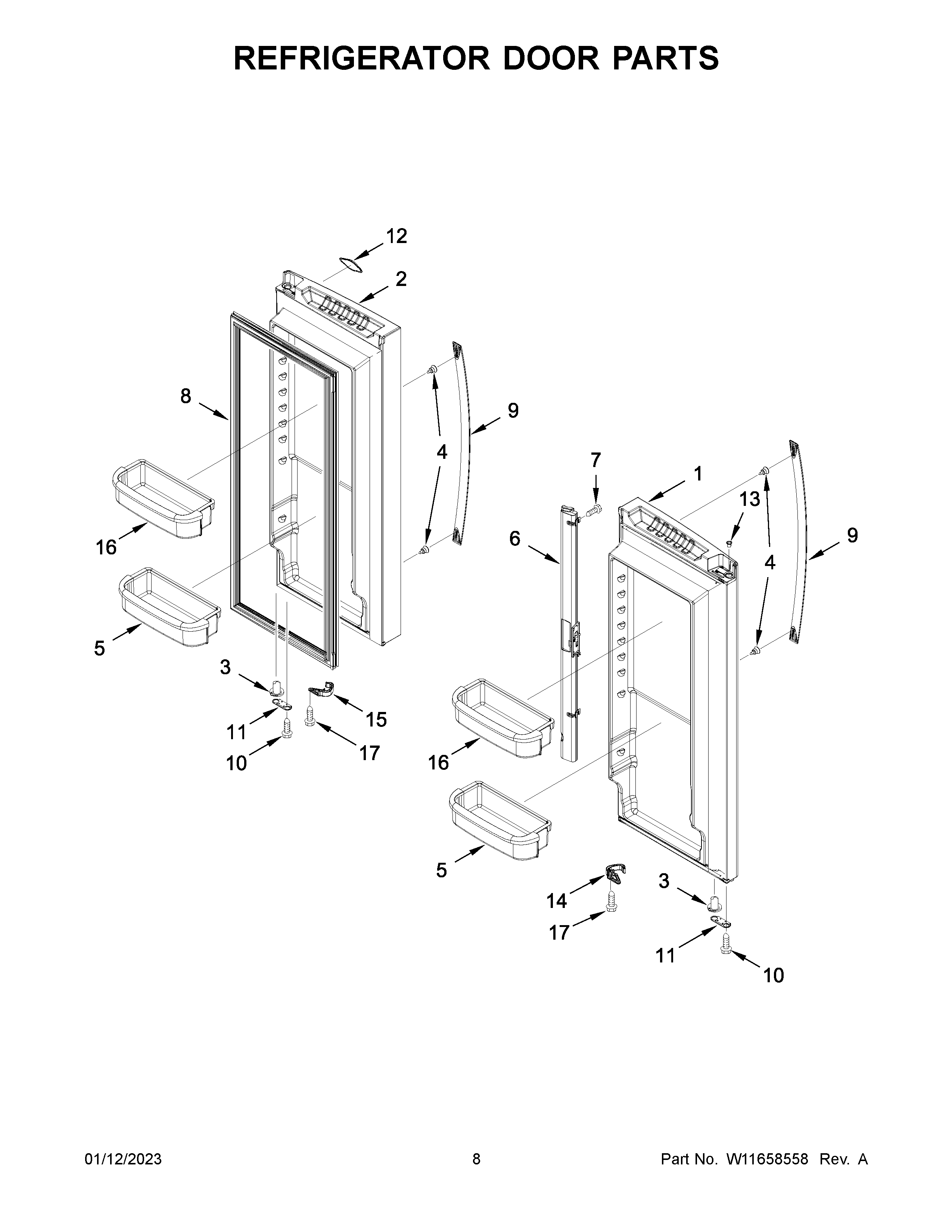 Refrigerator door parts