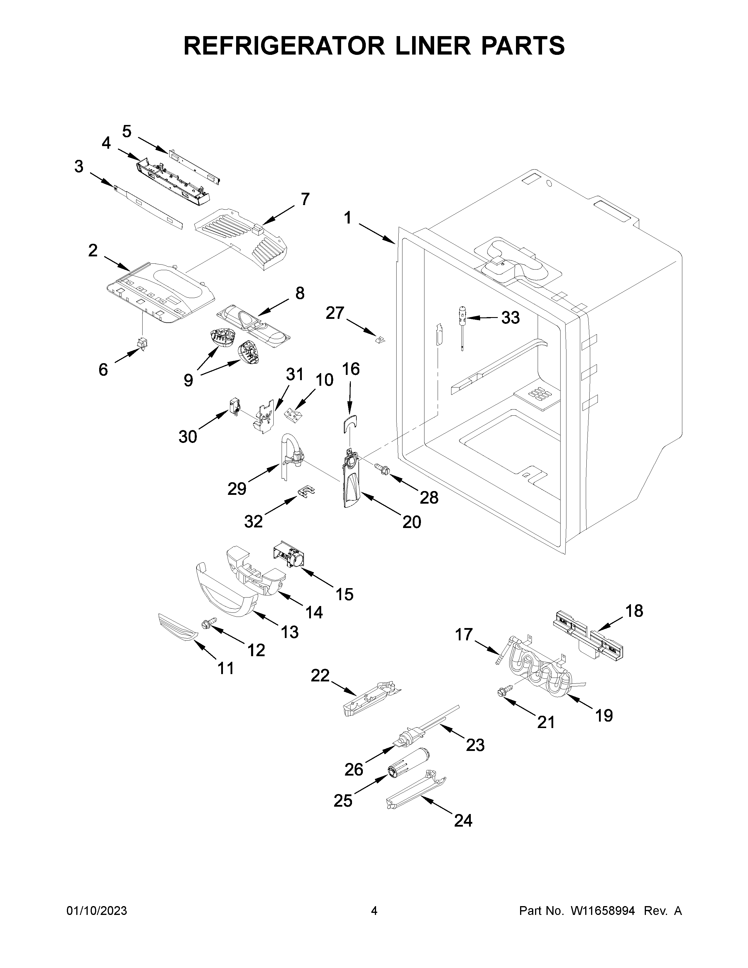 Refrigerator liner parts