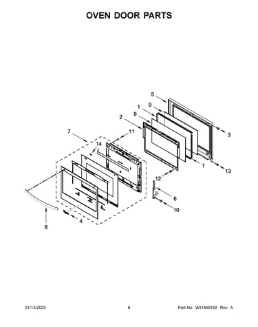 Oven door parts