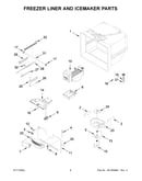 Freezer liner and icemaker parts