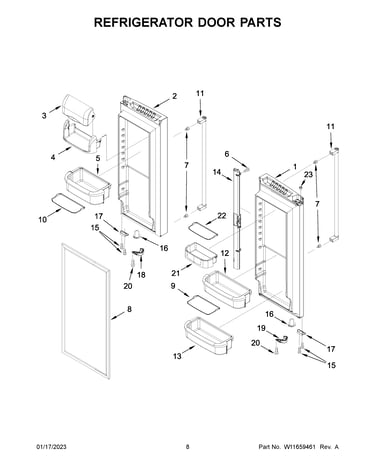 Refrigerator door parts