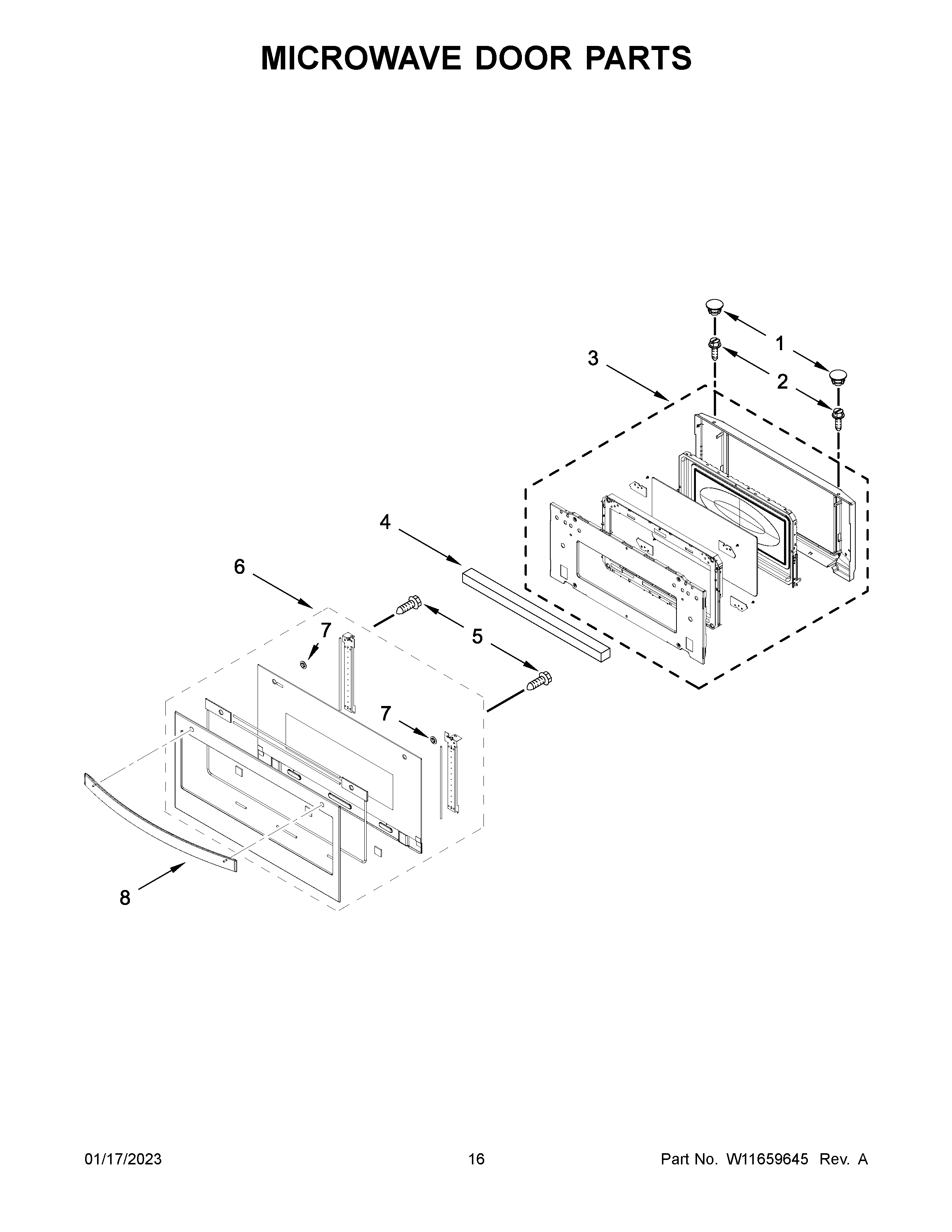 Microwave door parts