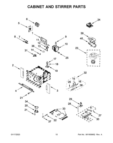 Cabinet and stirrer parts