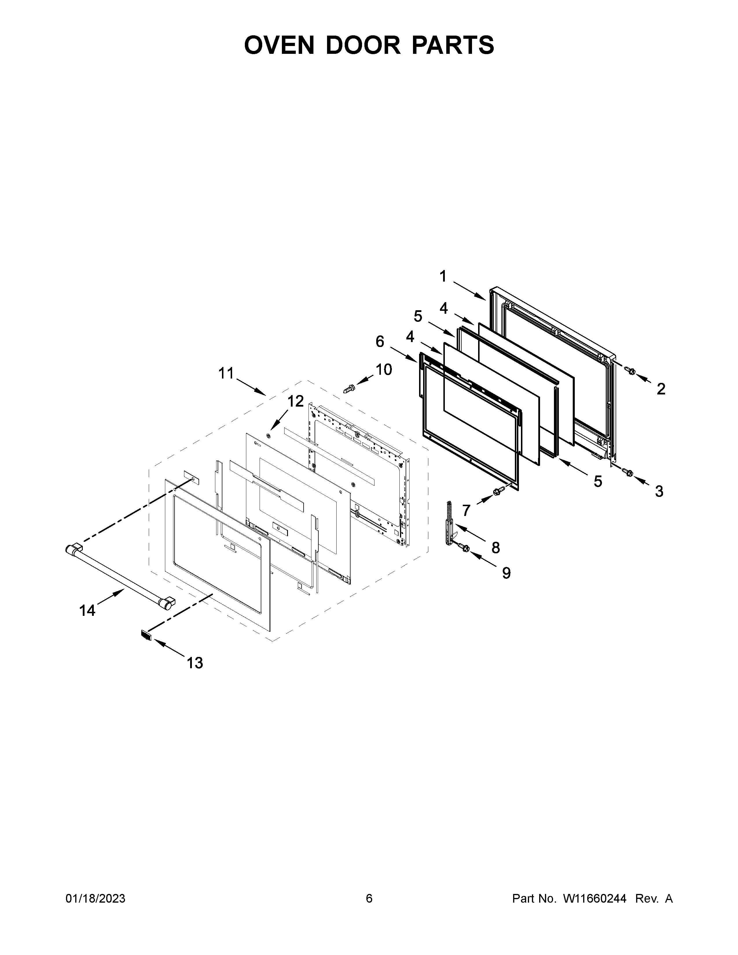 Oven door parts