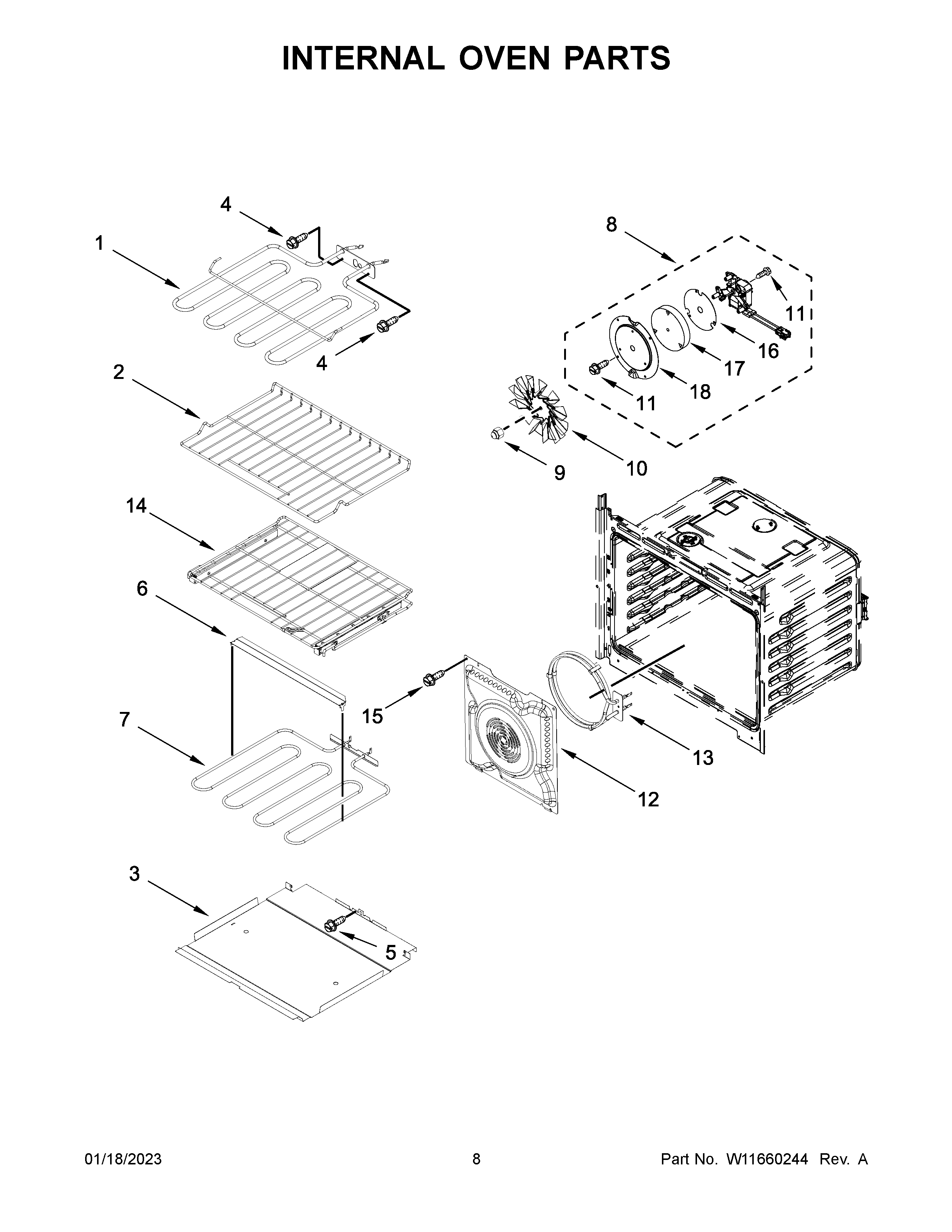 Internal oven parts