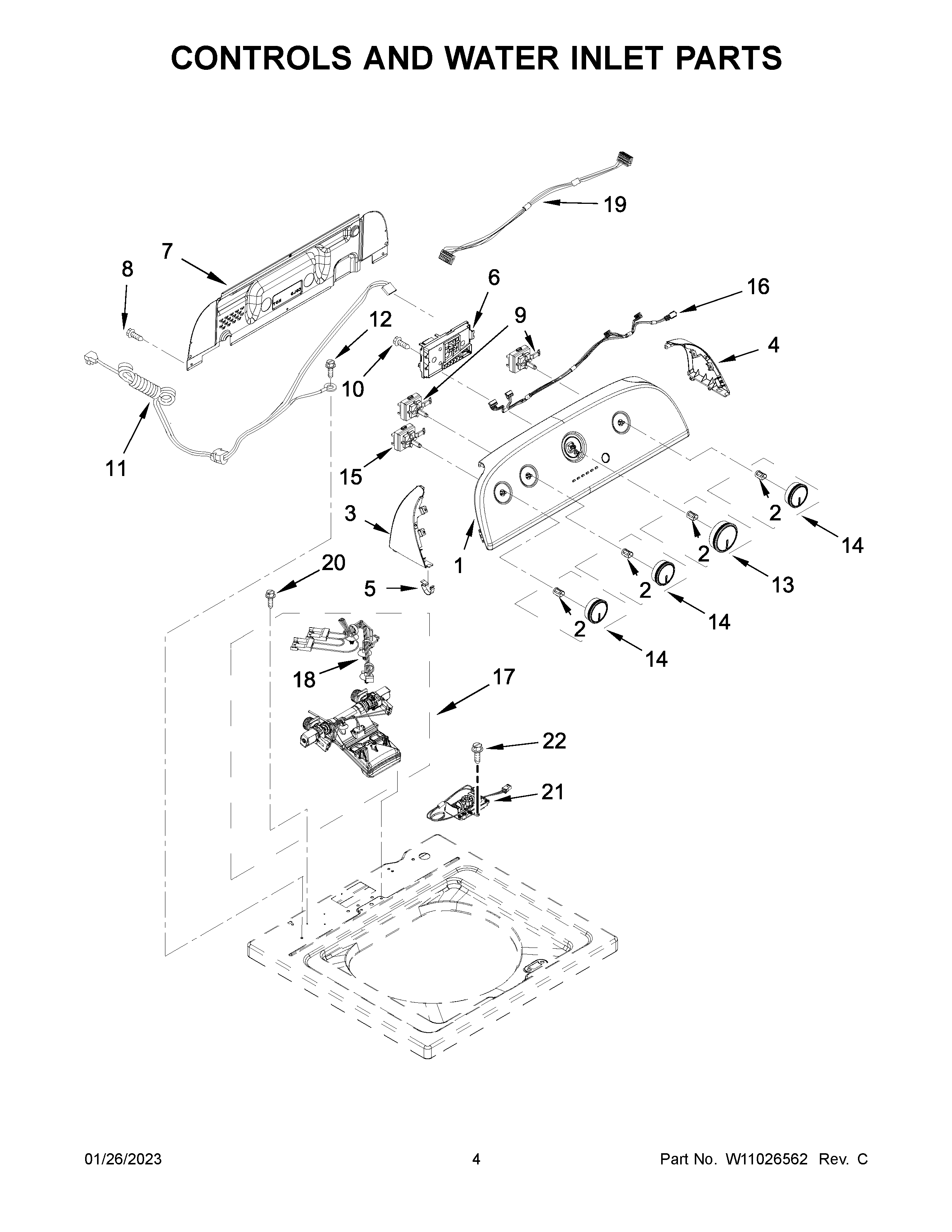 CONTROLS AND WATER INLET PARTS