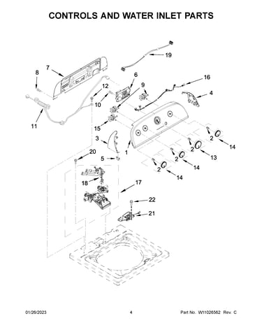 Controls and water inlet parts