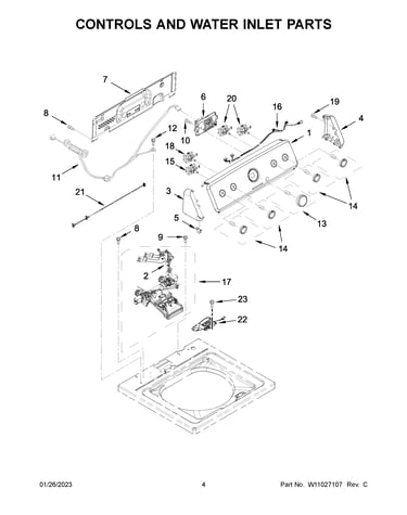 Controls and water inlet parts