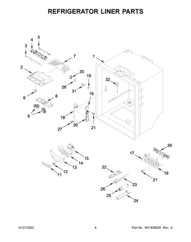 Refrigerator liner parts