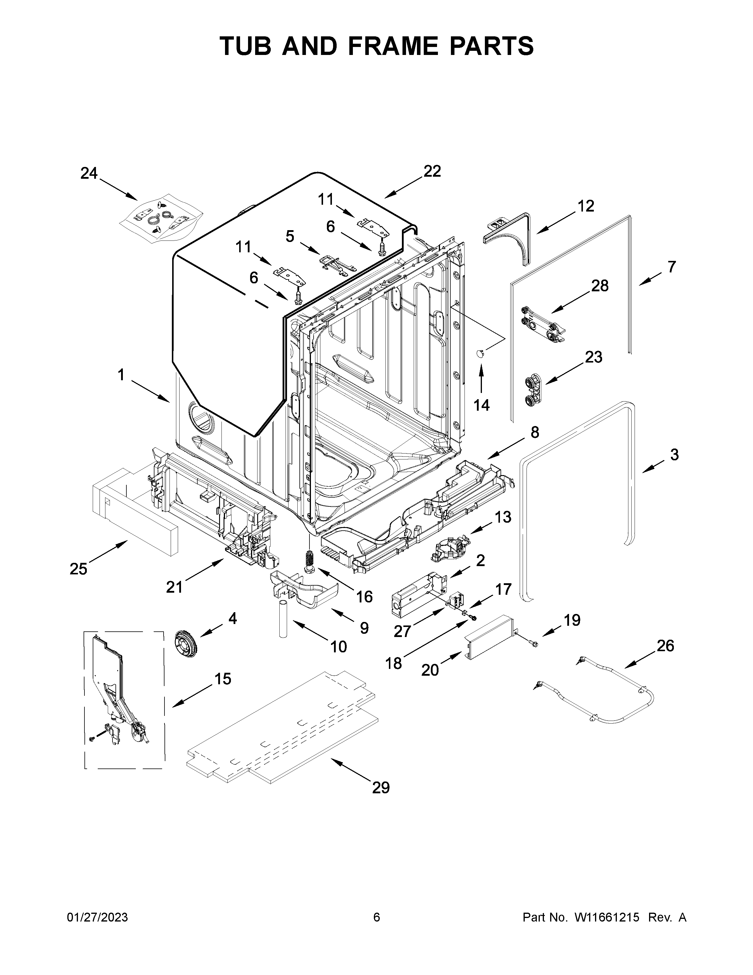 Tub and frame parts