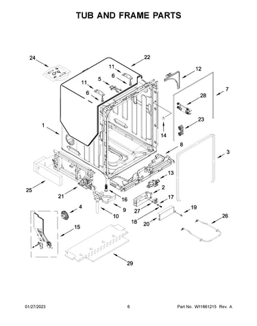 Tub and frame parts