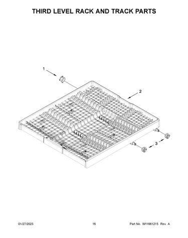 Third level rack and track parts