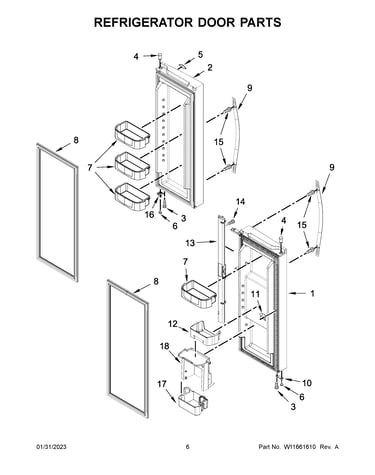 Refrigerator door parts