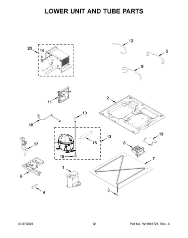 Lower unit and tube parts