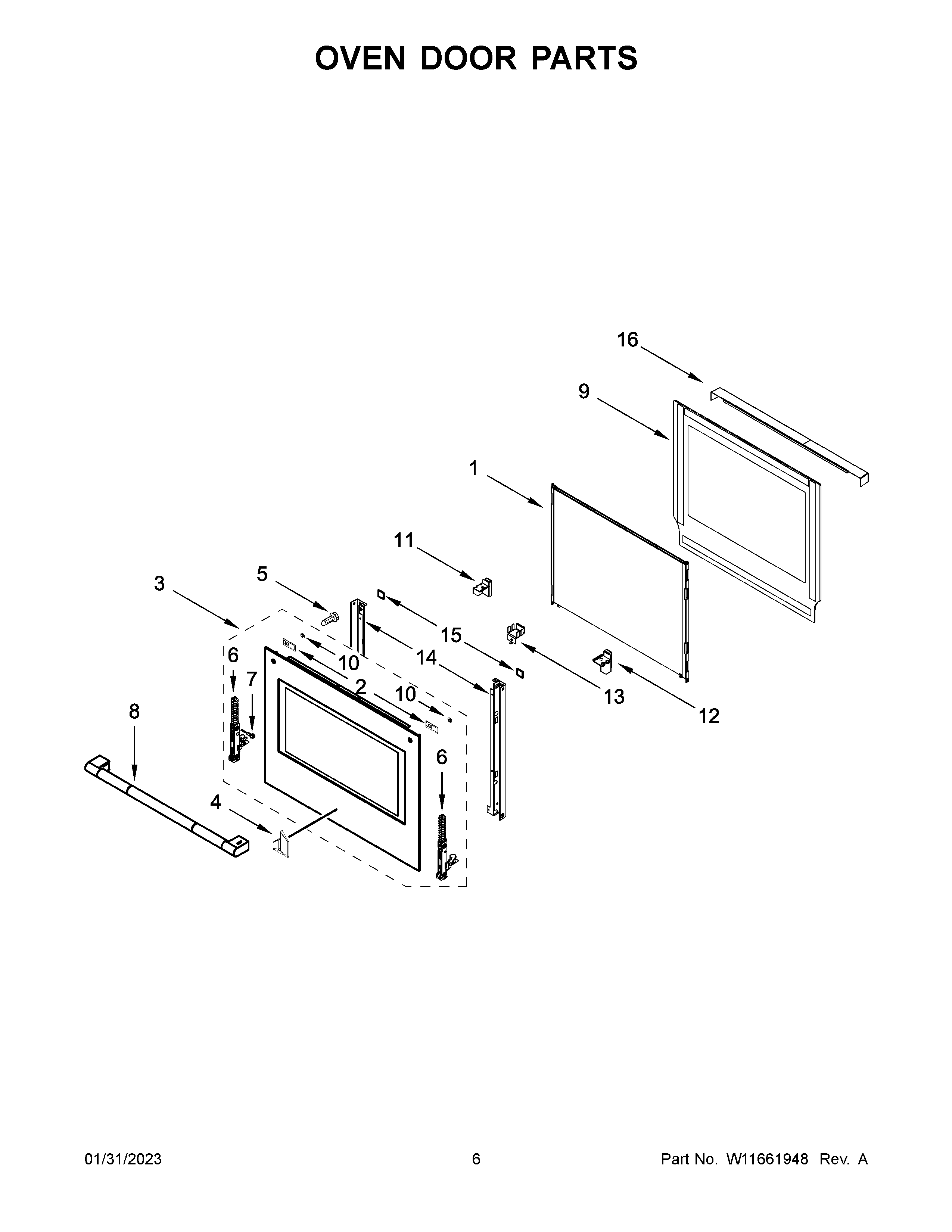 Oven door parts