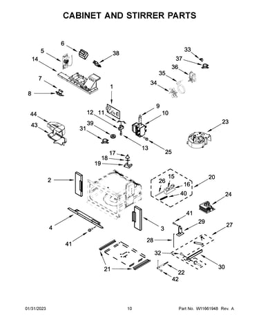 Cabinet and stirrer parts