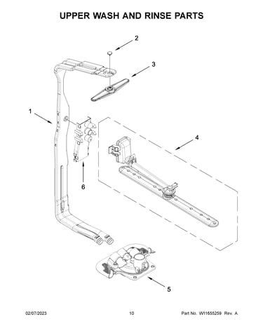 Upper wash and rinse parts