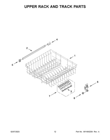 Upper rack and track parts