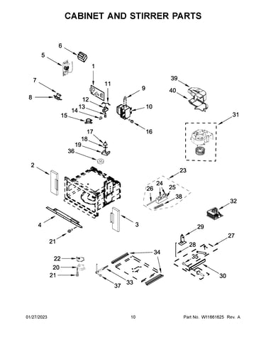 Cabinet and stirrer parts