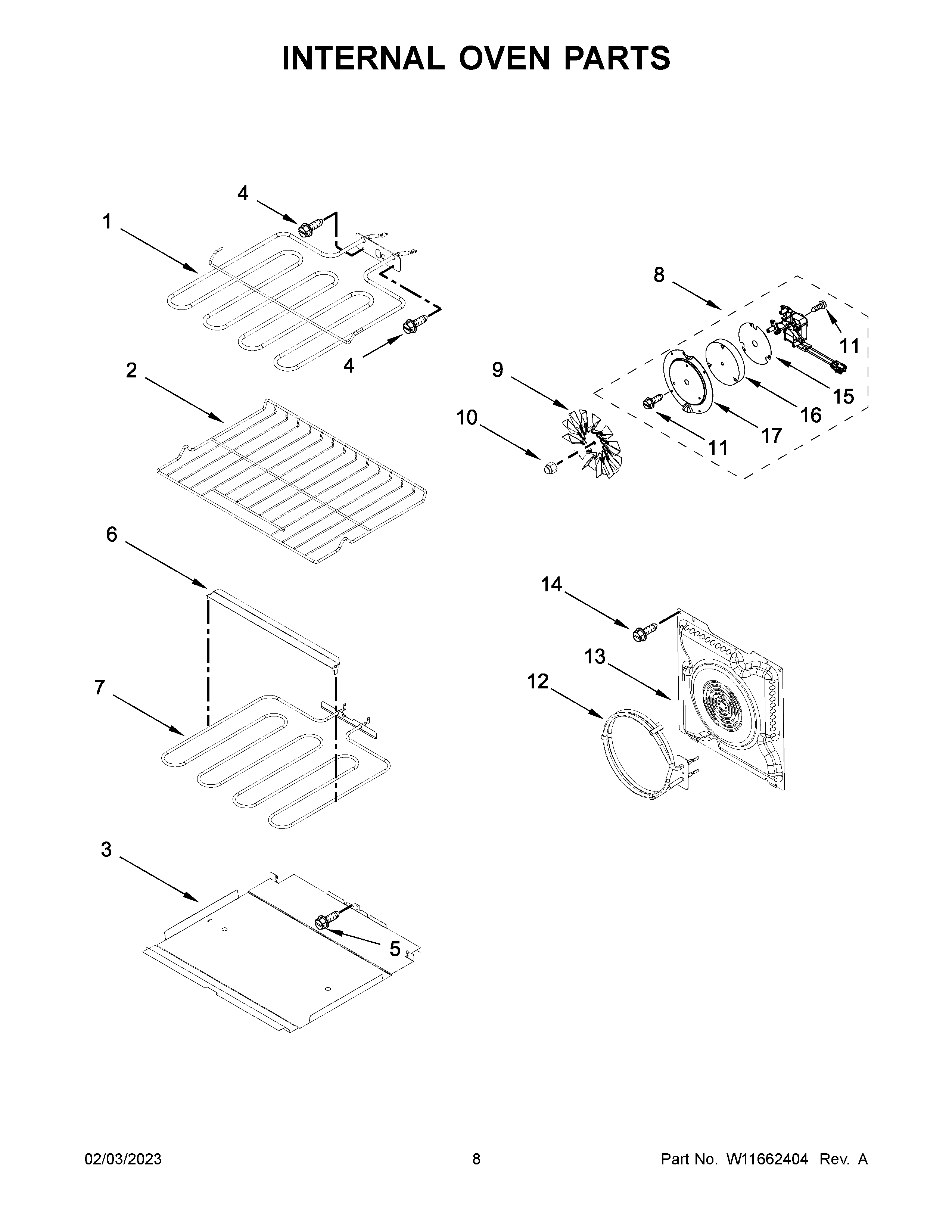 Internal oven parts