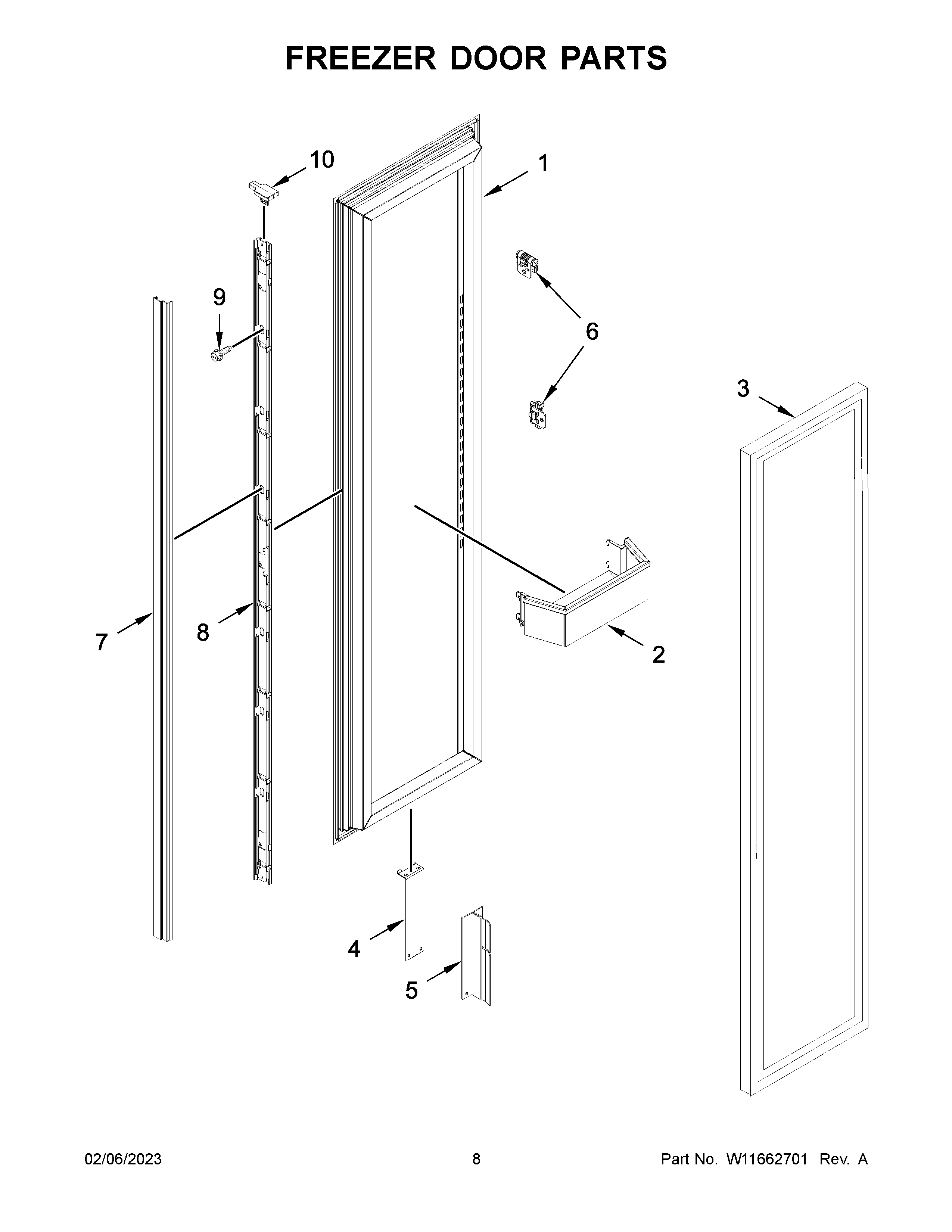 Freezer door parts