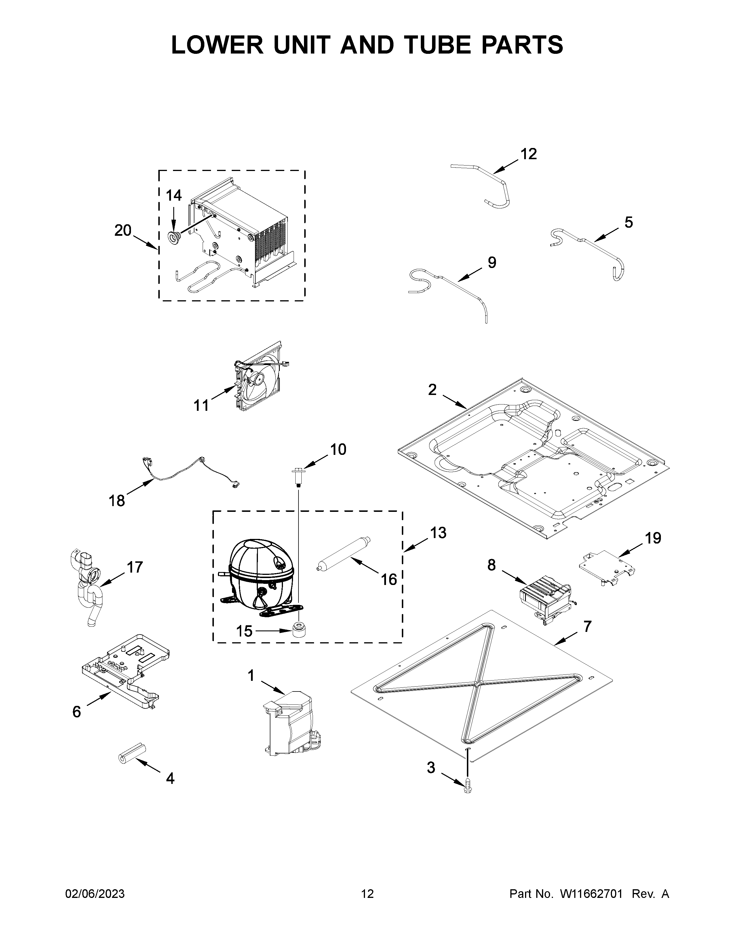 Lower unit and tube parts