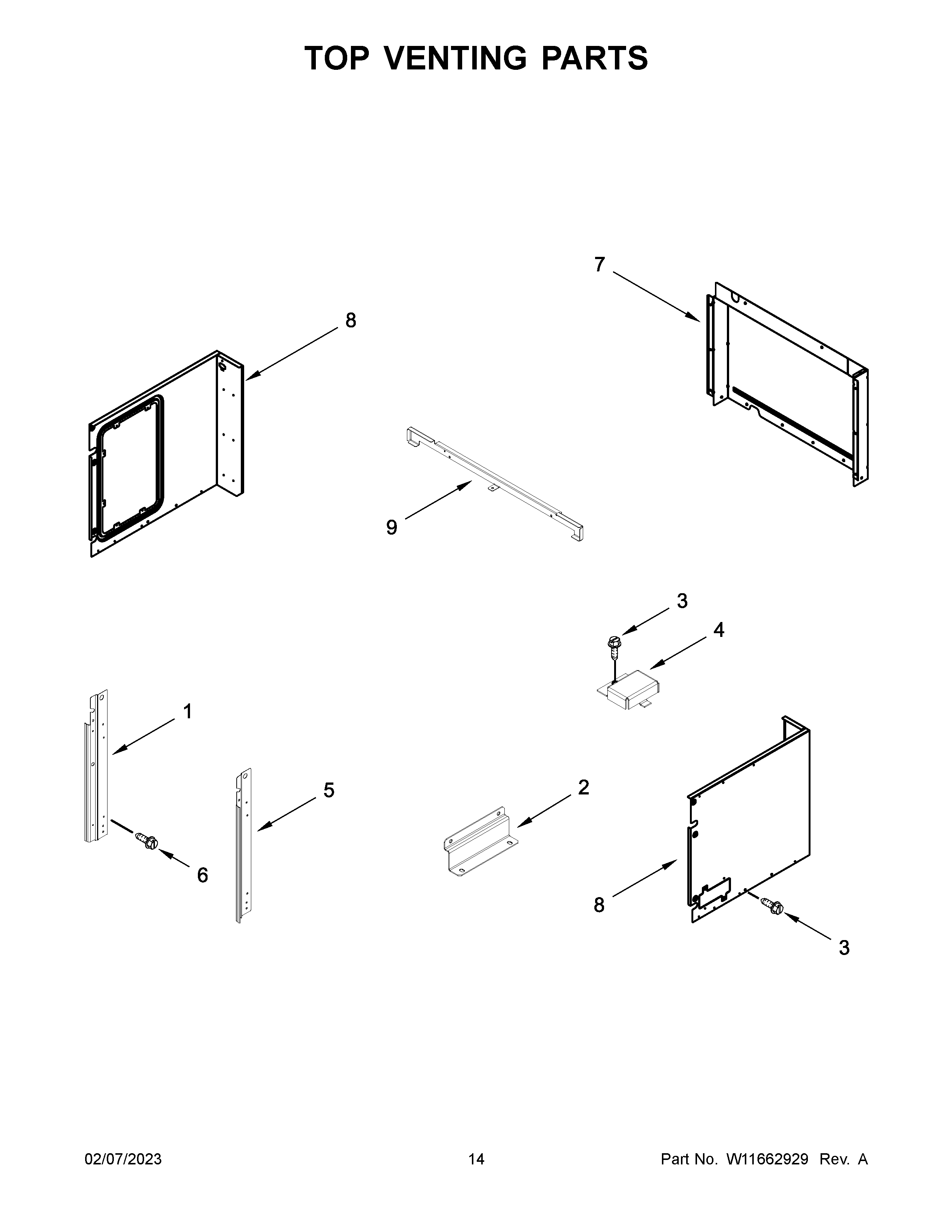 Top venting parts