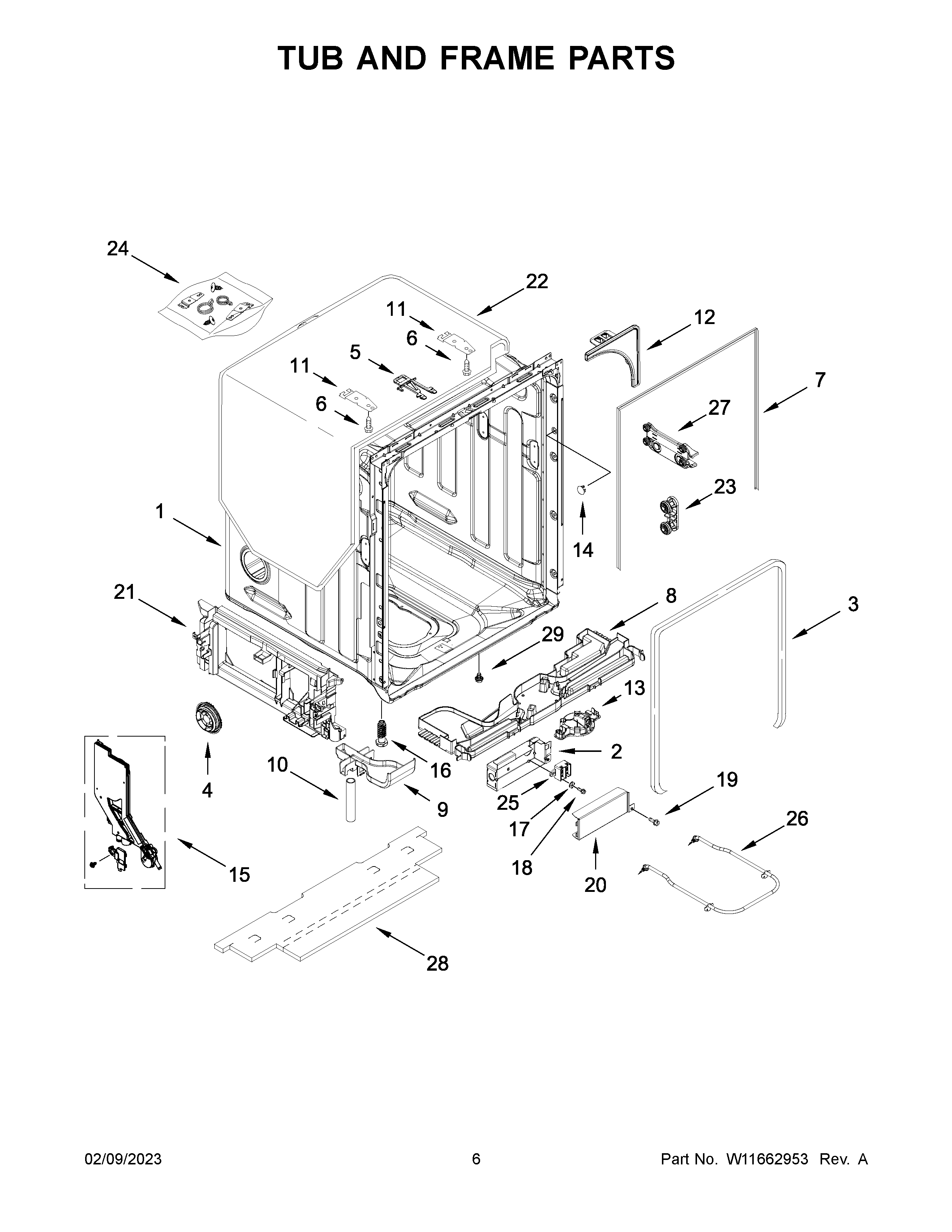 TUB AND FRAME PARTS