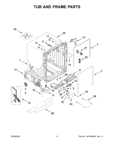 Tub and frame parts