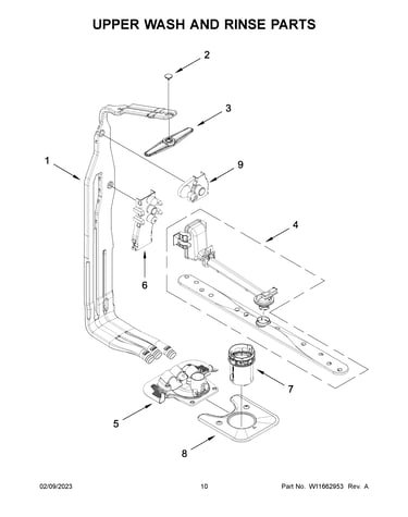 Upper wash and rinse parts