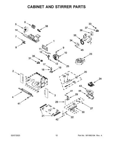 Cabinet and stirrer parts