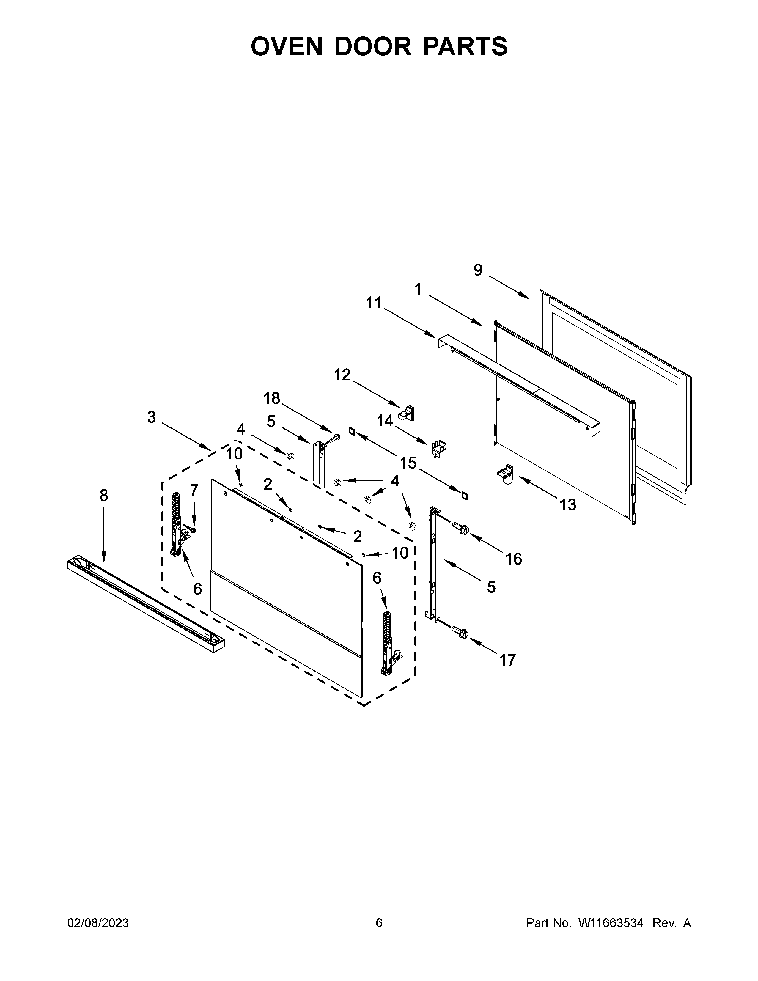 Oven door parts