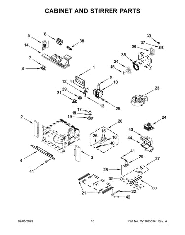 Cabinet and stirrer parts