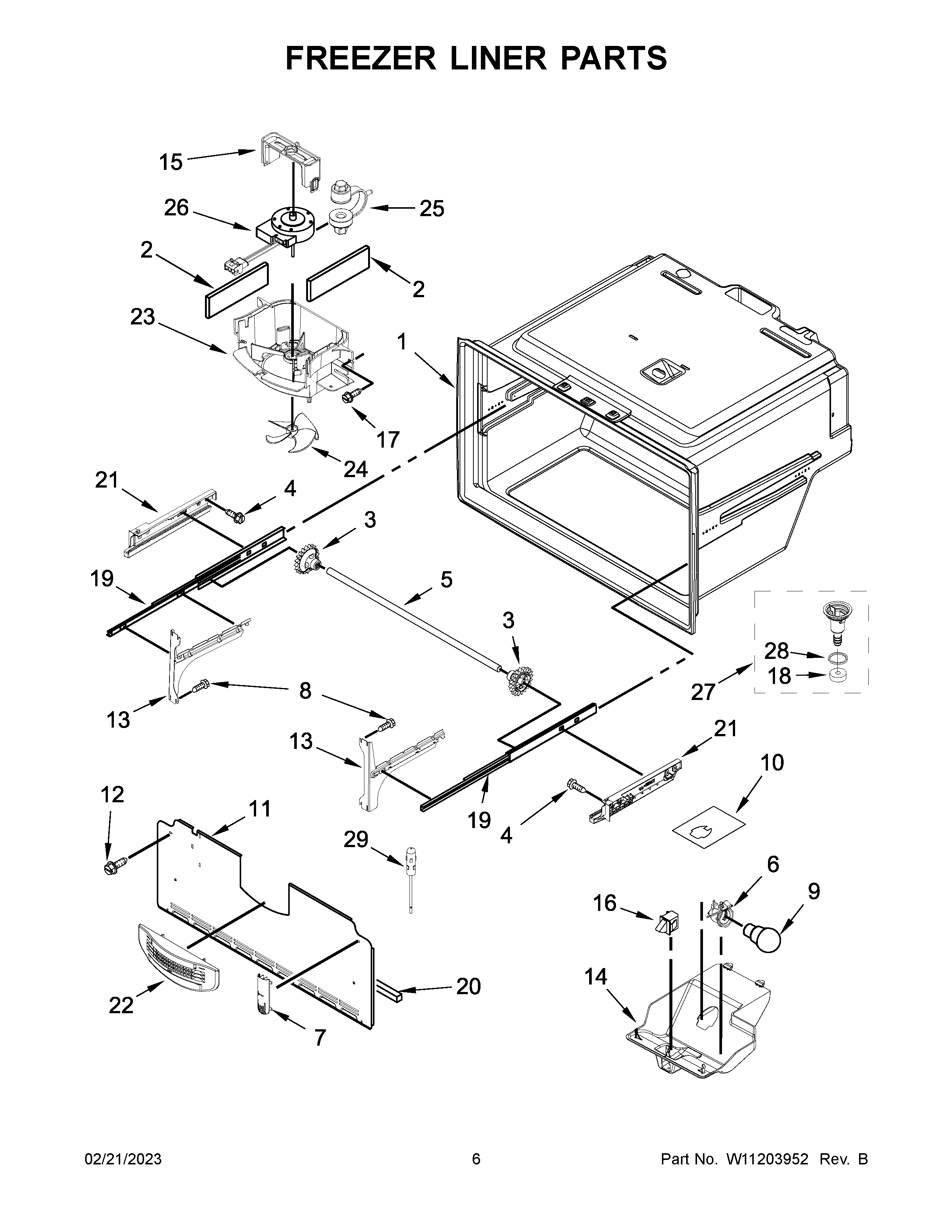 Freezer liner parts