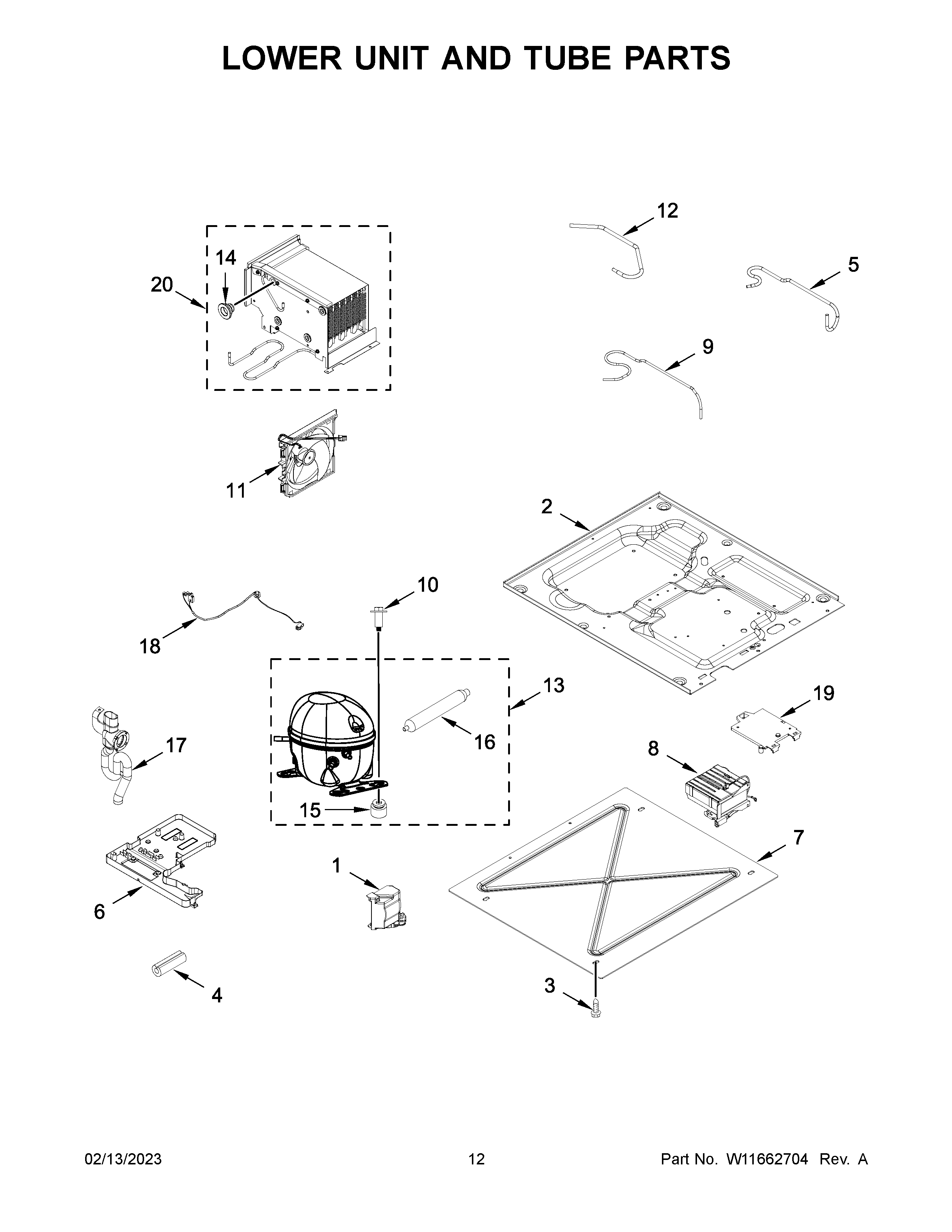 Lower unit and tube parts
