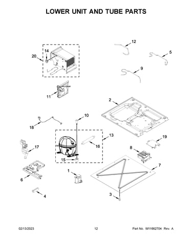 Lower unit and tube parts