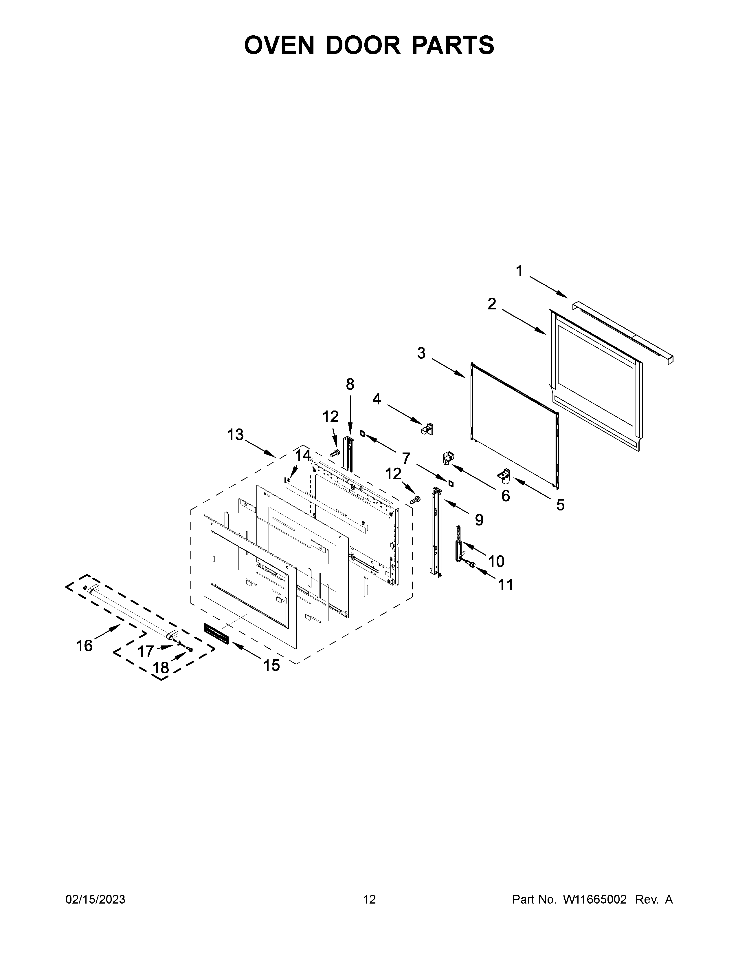 Oven door parts