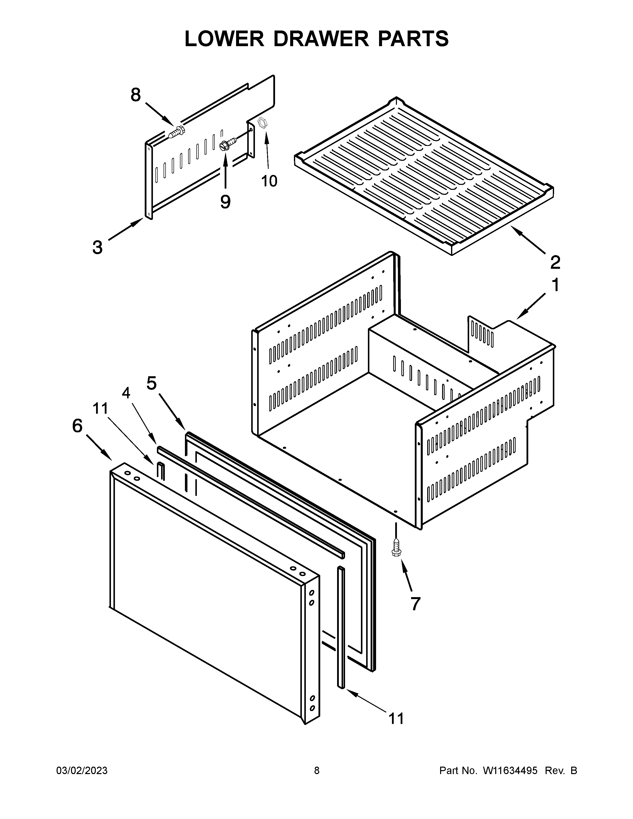 Lower drawer parts