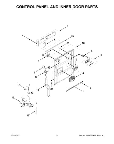 Control panel and inner door parts