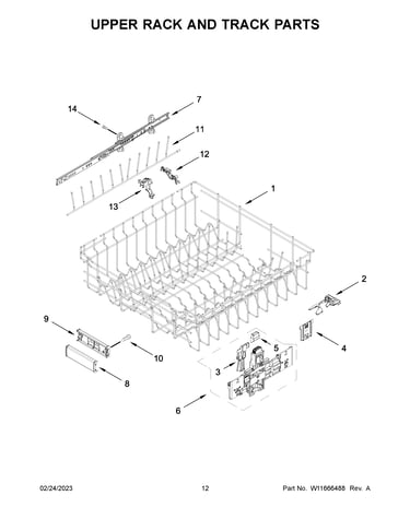 Upper rack and track parts