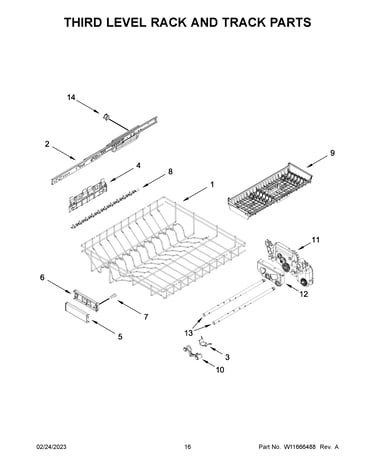 Third level rack and track parts