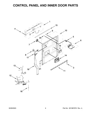 Control panel and inner door parts
