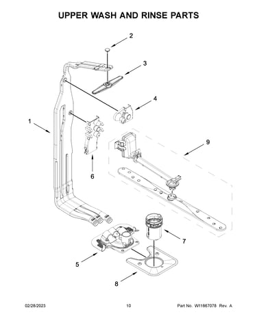 Upper wash and rinse parts