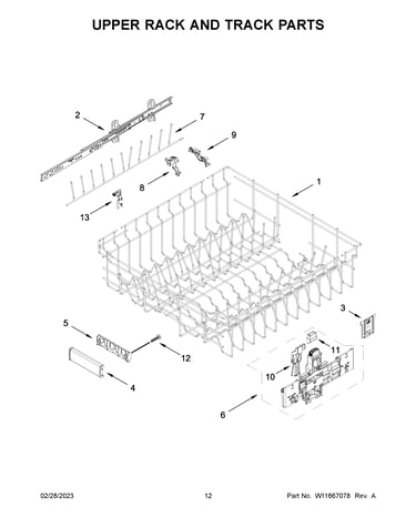 Upper rack and track parts