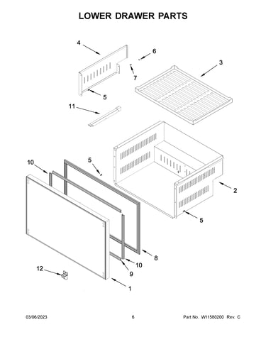 Lower drawer parts